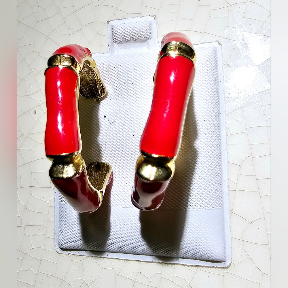 Bold Red and gold 90s bamboo earrings urban luxury classic must have
